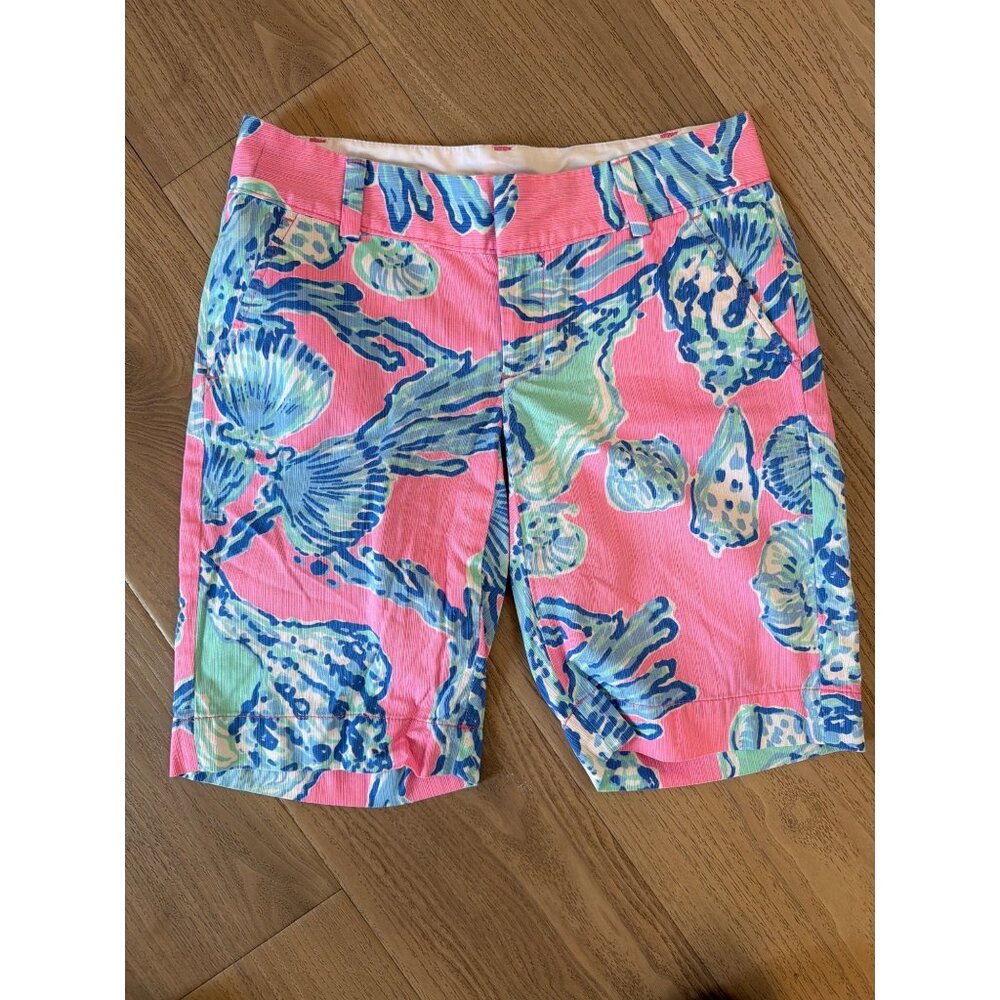 Lilly Pulitzer Womens The Chipper Short Pink Pout Barefoot Princess Print Size 0